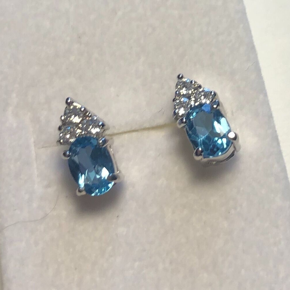 Blue Topaz Silver Stud Earrings